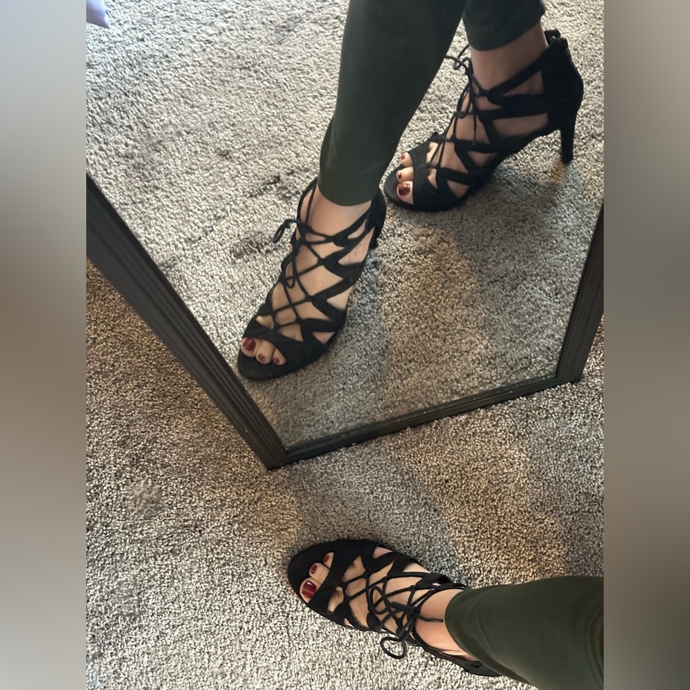 Fergalicious Black Strappy Heels